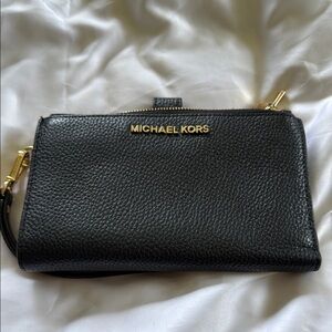 Michael Kors Black Leather Wristlet